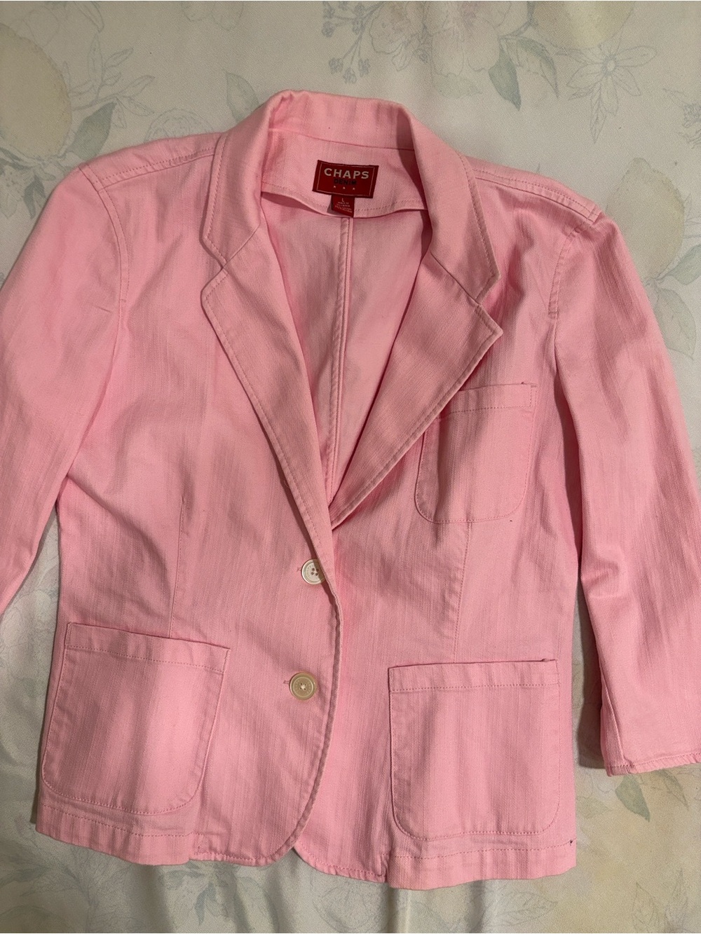 Vintage Chaps Pink Tailored Denim  Blazer Jacket
